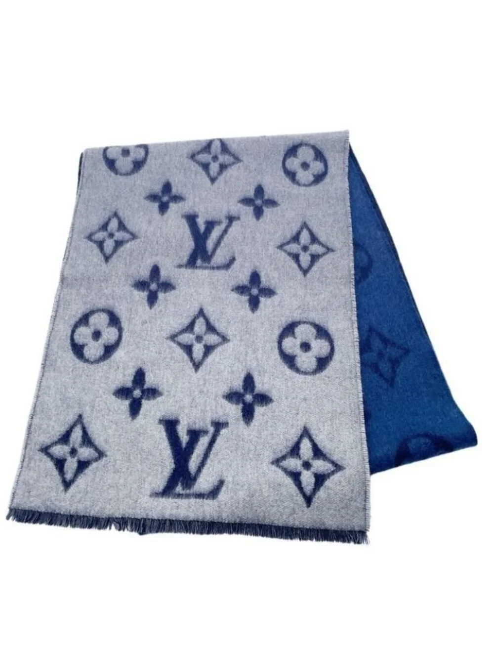 Louis Vuitton Scarf Echarpe Monogram Dawn to Dusk Gray Cashmere Gradient